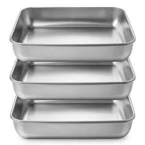 Stainless Steel Food Storage Container with Lid, Heavy Duty Rectangular Baking Pan & Meal Prep Tray, Food Grade Reusable Metal Container for Lasagna, Brownies, Cake, Leftovers & Oven Baking, Dishwasher Safe Kitchen Storage Box