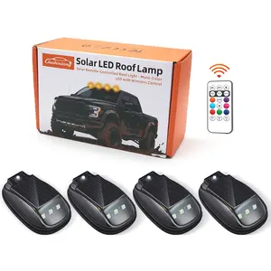 4/5Pcs Solar Waterproof Cab Roof Lights, Wireless No-Drill Solar Powered LED Roof Marker Lights with Remote Control, 8 Color Waterproof Off Road Lights with Vibration Sensor for Trucks SUV, Solar LED Roof Lamp