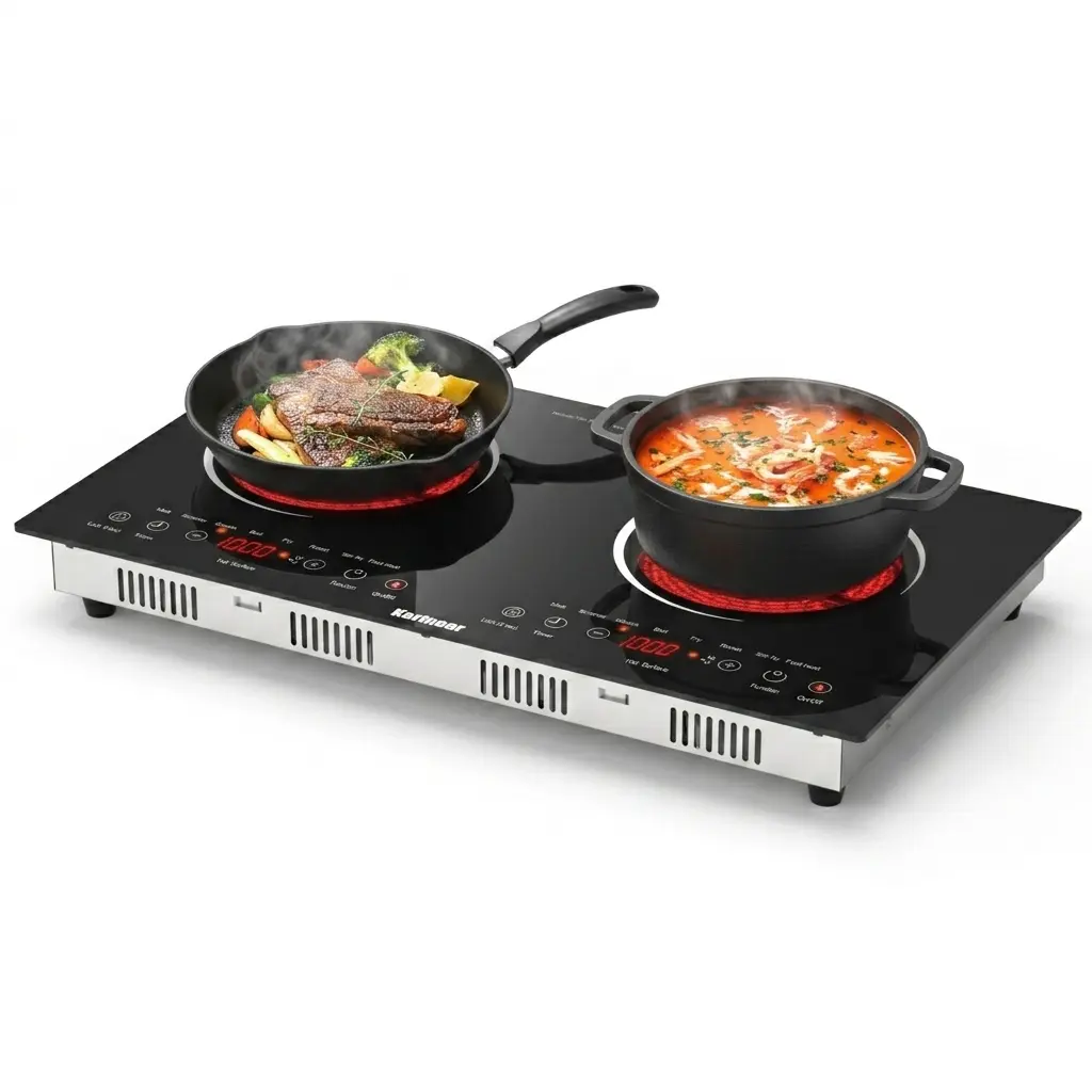 Karinear 2000W Portable Double Burner,Multi-Function Countertop Burner With Sensor Touch Control, 9 Power Level,Timer, Child Safety Lock, Automatic Shutdown,Portable Electric Stove, Ceramic Countertop Burner, Household Kitchen Appliance tiktokshopbacktosc