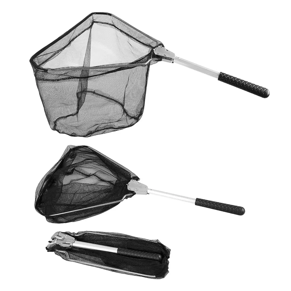 Folding Manual Fishing Net With Aluminum Alloy Handle, 1 Count Triangular Fish Landing Net, Fishing Gear, Fishing Accessories, Foldable Feature, Fishing Tackle, Triangular Shape, Fishing Equipment