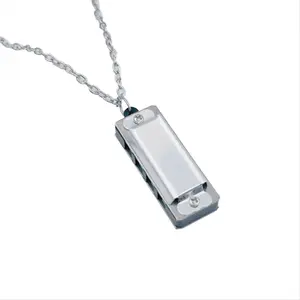 Mini Harmonica Necklace 4 Hole 8 Tone Portable Musical Instrument for Children and Beginners