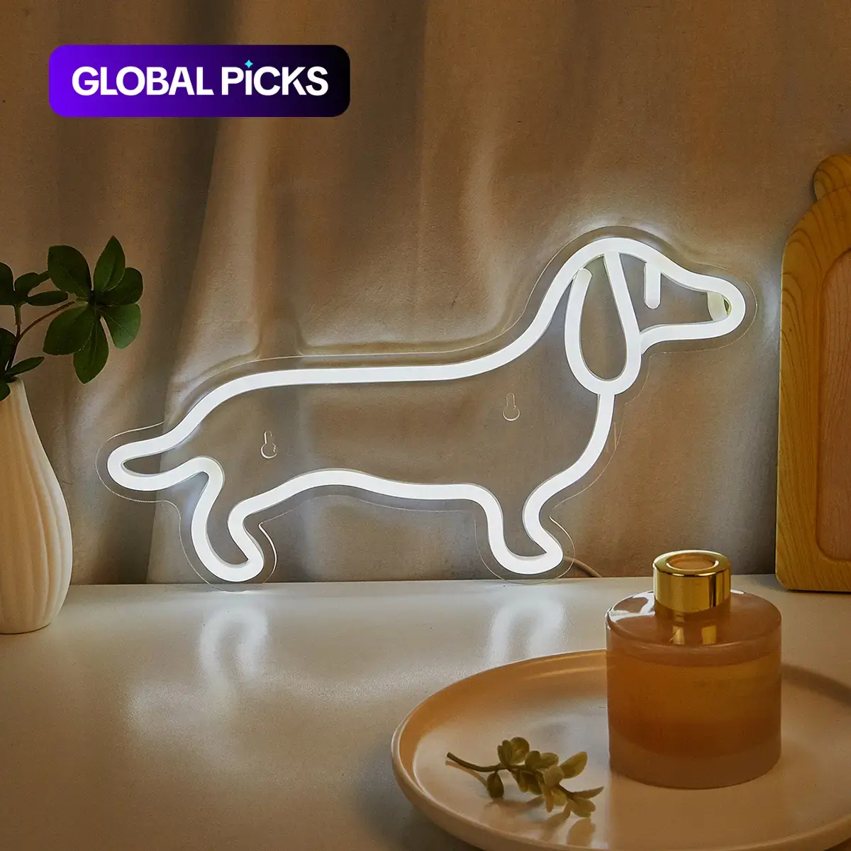 Cute Sausage Dog Neon Light Indoor Decoration, Festive Room Lamp Gift, USB Powered Decorative Nightlight for Christmas & New Year, Decorative Lights Home Decor #GLOBAL PICKS