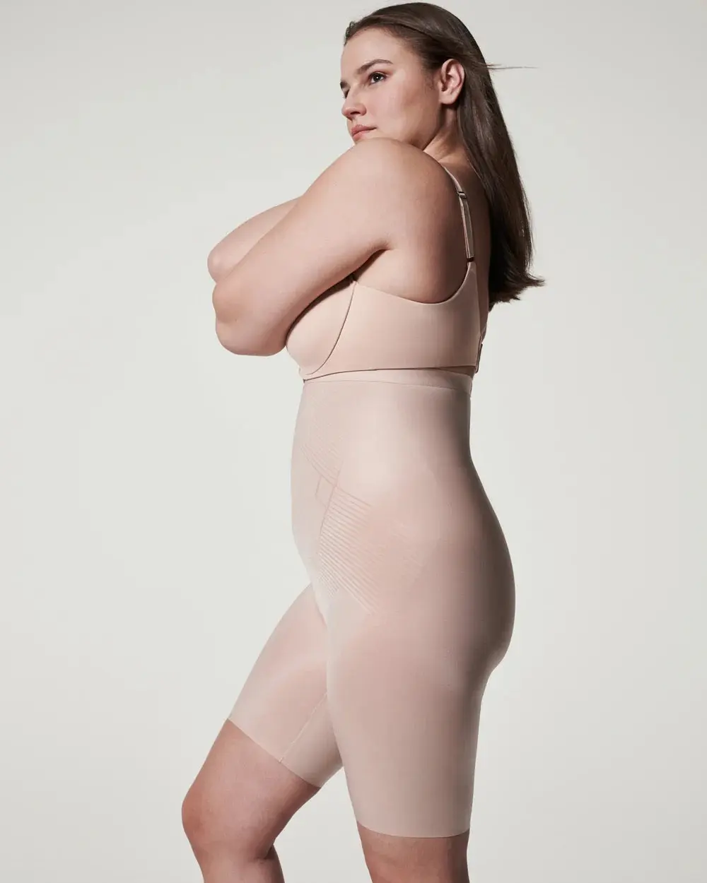 SPANXshape High-Waisted Mid-Thigh Short Champagne Beige
