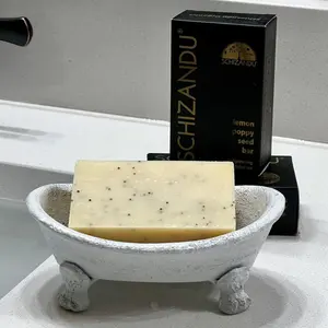 Lemon Poppy Seed Bar Soap, Organic Herbal Skin Cleanser Detox with Essential Oils