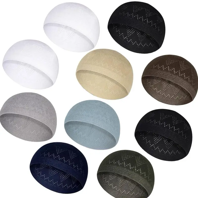 Kufi Hats for Men - Skull Kufi Caps Beanie - Comfortable Handicraft Taqiyah Crochet - 10pcs Multi - Muslim Clothes Hats for Islamic Gifts and Prayer C