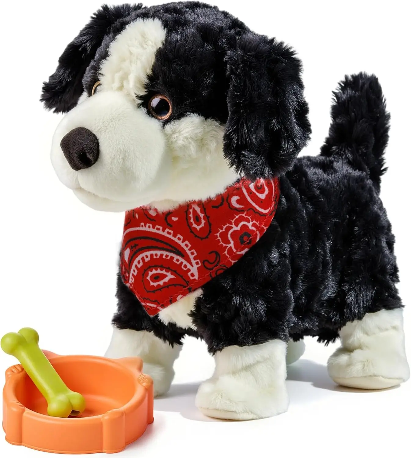 Electronic Interactive Plush Dog Toy, Realistic Robot Puppy Toy, Walking, Talking, Barking, Tail Wagging, Voice-Activated Control Stuffed Animal Pet Toys for Children Ages 3+