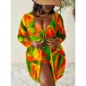 Plus Size  Women's 3 Pieces  Bikini Set Swimsuit Tropical Beach Bikini ShortsCover up Swimwear Bating  HightWasted Boho Tie-Front Bust Design#Summer Glow Up Plus Size Tummy Control Tankini bathing suit top shorts combo swimsuits