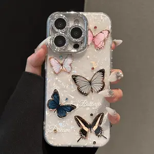 Energetic Butterfly Design Phone Case with Lens Frame Compatible with iPhone 11/12/13/14/15/16/17 and iPhone 16 Pro Series