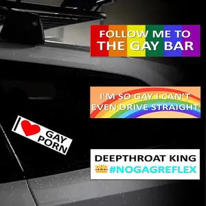 4-Pack Funny Gay Bumper Stickers, Self-Adhesive Car Decals with 4 Styles to Choose From; Waterproof, Sunproof, and Scratch-Resistant; Suitable for Car Body, Bumper, Windows, etc.; The Perfect Choice for Prank Sticker Lovers