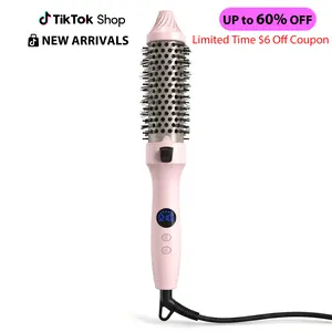 1.5-Inch Ionic Heated Thermal Brush, 11 Heat Settings 110°C–210°C, Fast Hair Styler for Smooth Curls, Volume & Salon-Like Finish, Pink