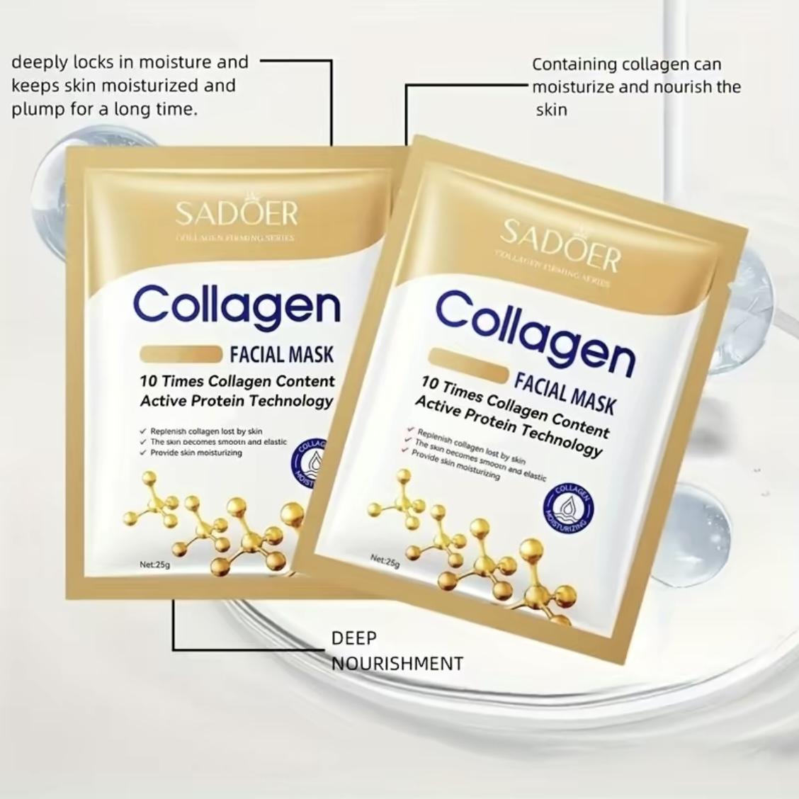 10/20/40PCS Collagen Face Mask, Skincare with Collagen Components, Collagen Content, Moisturizing, Hydrating, Moisture and Moisturizer, Deep Hydration Tightening, Smooth, Gentle, Non-Irritating Facial Light Beige Formula, Portable Travel Pack