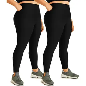 Plus Size Leggings for Waisted Tummy Control Soft Casual Yoga Pants for Curvy Women
