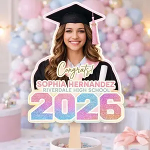 Custom Graduation Fans, Grad Fans, Class of 2026, Custom Face Fans, Handheld Fan, Face on A Stick, Graduation Big Head Cutout, Party Favors