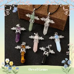 Angel Wing Crystal Pendant Necklace - Healing Protection Gift - Rose Quartz, Amethyst, Clear Quartz -Spiritual Jewelry for Protection & Love Protective Charm Divine Touch