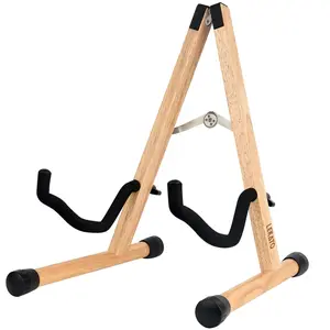 LEKATO A-Frame Folding Wood Guitar Stand, Acoustic Electric Guitar Stand with Padded Foam, Bass Guitar Floor Stand for Guitar, Banjo, Mandolin