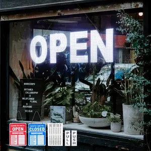 Open Signs for Business, 30"x10" Dimmable Large LED Open Light Up Sign with Hanging Installation for Salon Gym Cafes Store Office Bar Hotel Pubs Cold white