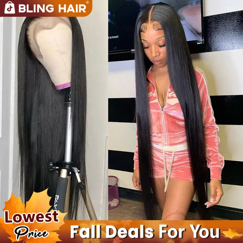 Bling Hair 13x6 Lace Straight/Body Wave Human Hair 180% Density Lace Front Wigs Real Hair Natural Color Pre Plucked Lace Frontal Wigs Brazilian Remy Lace Closure For Women TikTokShopBlackFriday
