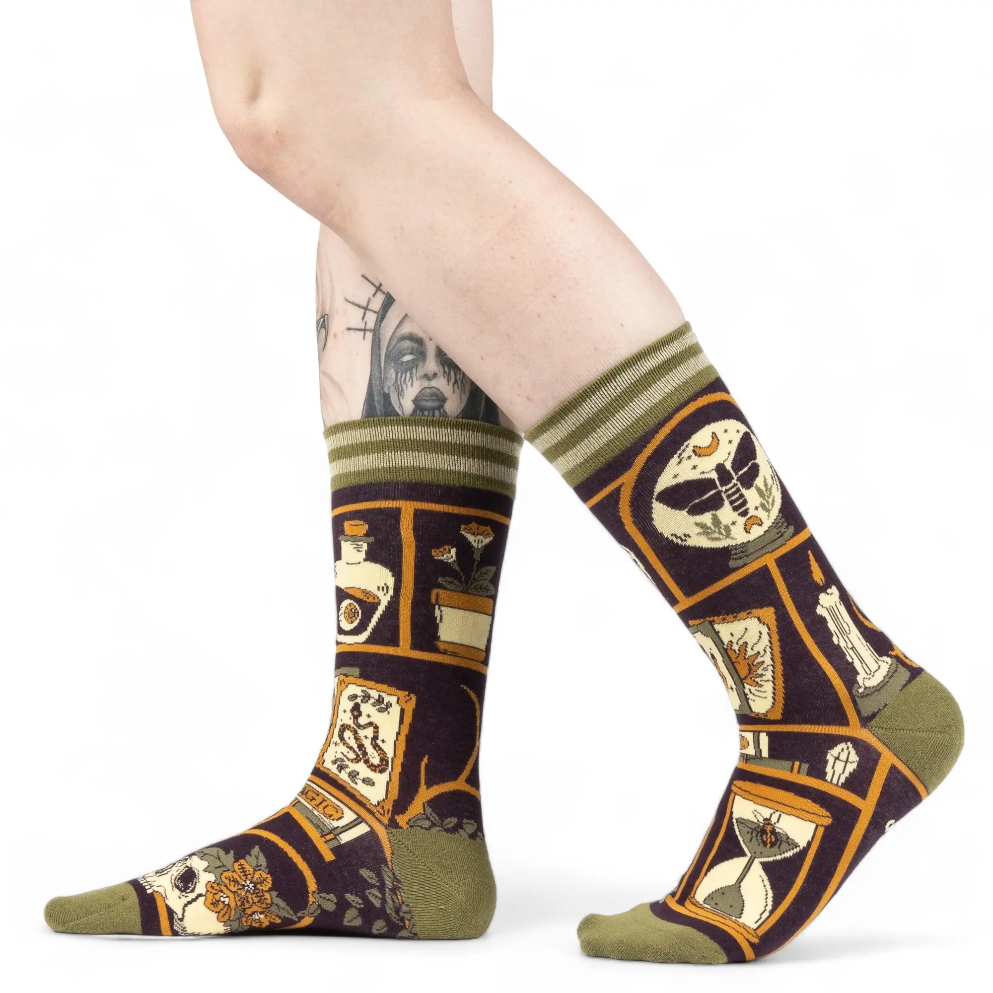 PREORDER Cabinet of Curiosities Crew Socks            FootClothes Original One Size Fits Most Adult Unisex No Toe Seam Sensory Friendly