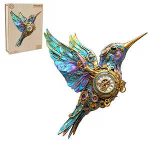 Mechanical Hummingbird Wooden Jigsaw Puzzle for Adults and Kids Unique Shape Animal Wood Puzzles Challenging Puzzle, Family Game Creative Gifts，Laser-Cut Durable HDF Wood Puzzle Artwork Instrument Musical Colorful Ornate Fun