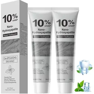 Hydroxyapatite Toothpaste, 2026 New Upgraded Formula 10% Nano-Hydroxyapatite Toothpaste Strengthens Enamel, Fluoride-Free Toothpastes with Gentle on Sensitive Teeth and Freshens Breath(4.23oz, 2Pcs)