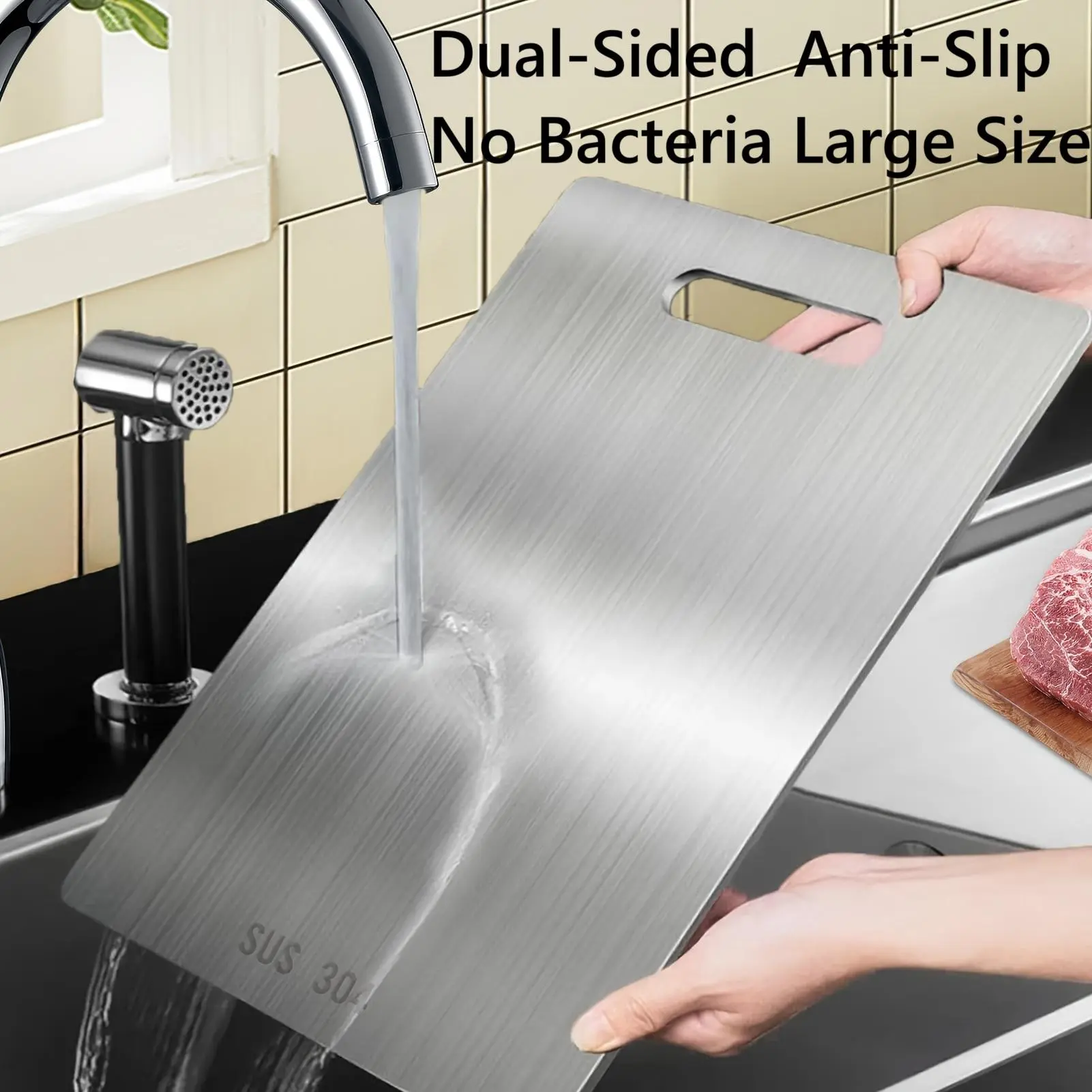 Stainless Steel Cutting Board  Food-Grade Metal Chopping Boards for Meat Vegetables & Ultrathin & Durable, Portable & Rust-Resistant Easy to Clean More Edge-Smoothing Kitchen Tools - Kitchenware