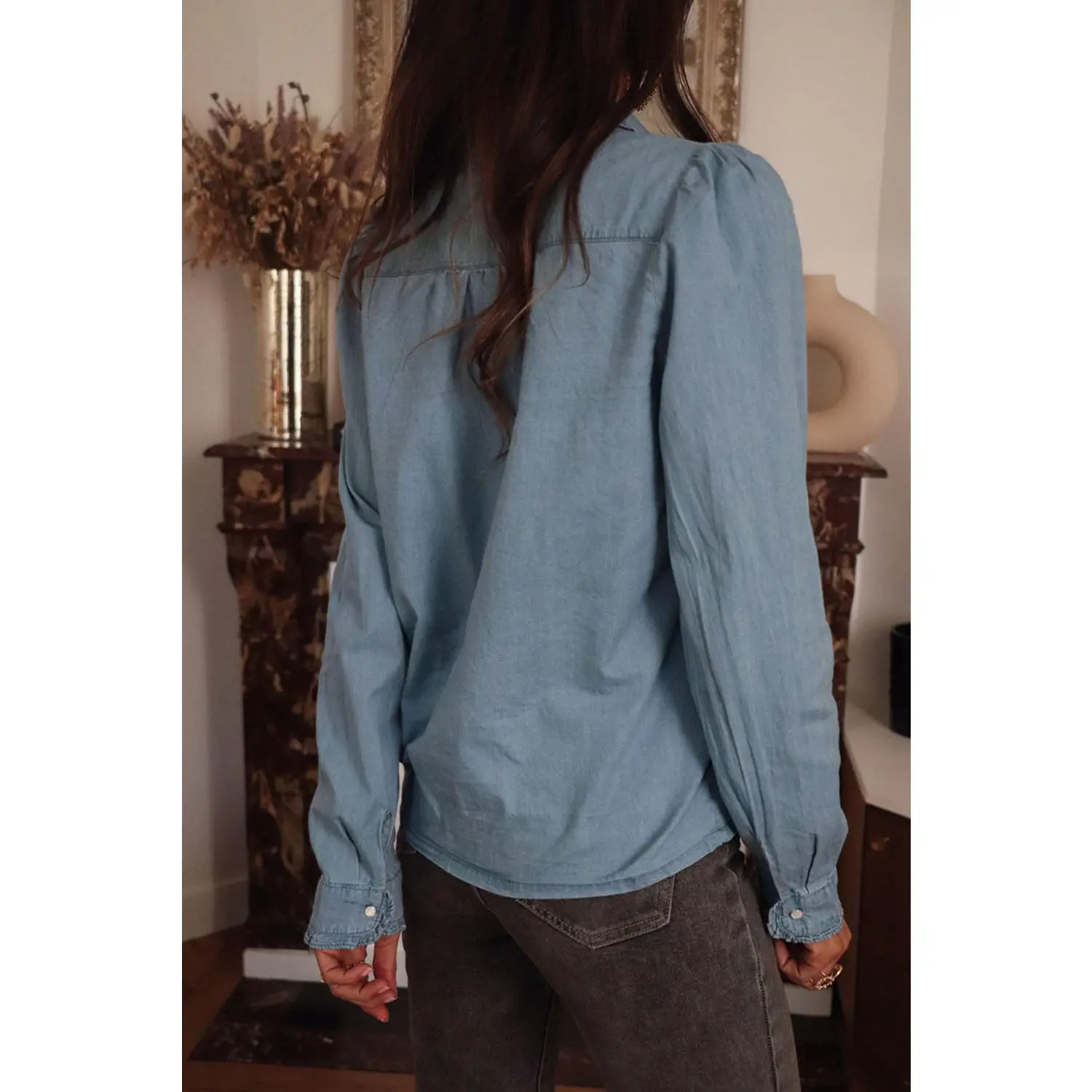 Dusk Blue  Collar Chambray Shirt