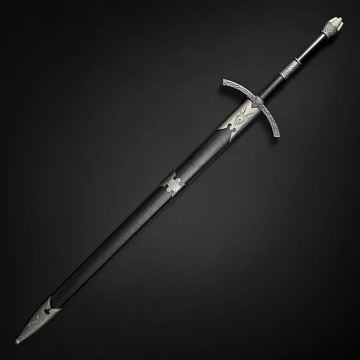 1-Hand Medieval Crusader Collectible Sword - High Carbon Steel with Metal Parts - Scabbard Equipped LARP Sword for Adults' Casual Cosplay, Home Decor Hanging Display