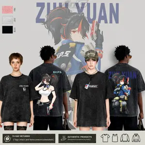 Zhu Yuan Zenless Zone Zero Washed Tshirt, ZZZ game Oversize 2 Sided Cotton unisex graphic Tshirt, game movie Tops graphic tee, best gift for him