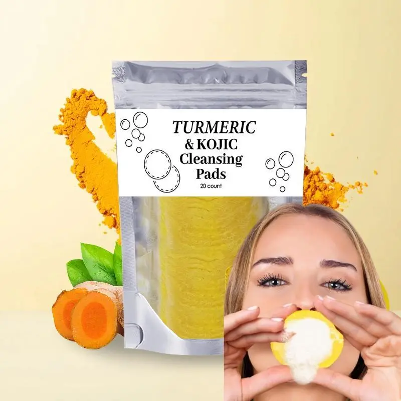 20-Count Kojic Acid & Turmeric Deep Cleansing Pads Cleanser - Hyperpigmentation Treatment, Dark Spot Remedy, Even Skin Tone, Visibly Revitalizes, Ideal for Face & Body, Back to School Skincare Supply