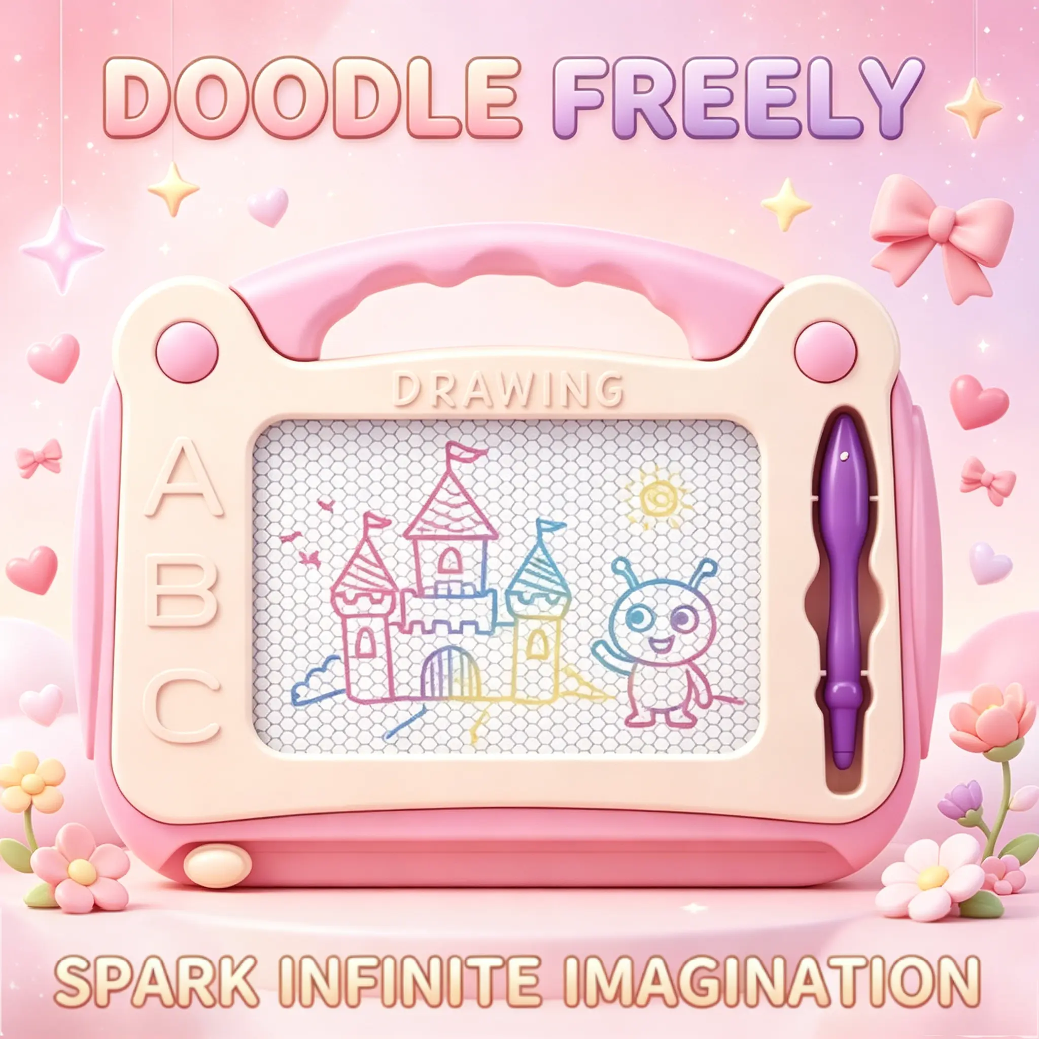 Magnetic Drawing Board for Kids, Erasable Colorful Sketch Pad for Toddlers, Portable Adjustable Easel, Screen-Free Activity, Early Learning Arts & Crafts Toy, Educational Drawing Tablet, Cool Gifts for Boys Girls Ages 1-4, Birthday Travel Toy
