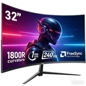 Gawfolk 32-Inch 1800R Curved 240Hz Full HD 1080P Frameless Gaming Monitor, FreeSync, 178° Viewing Angle, DisplayPort, HDMI 2.0, 100x100mm Wall Mount Compatible 240hz Desktop Computer Monitor, 240Hz Computer Monitors, Desktop Computer Monitors
