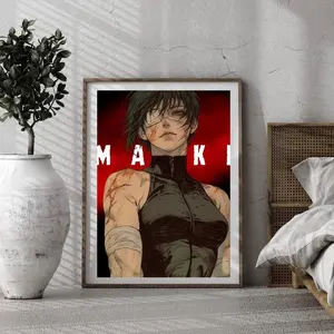Retro Anime Poster Maki Jujutsu Kaisen Anime Print, Minimalist Anime Decor, Manga Character Poster, Gift For Anime Lover