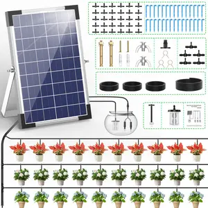 Solar Irrigation System for Garden Irrigation System of Garden Balcony and Pot Plants Irrigation System Kit, Drip Irrigation System with 210 Timed Watering Programmes and 30 Drip Tips
