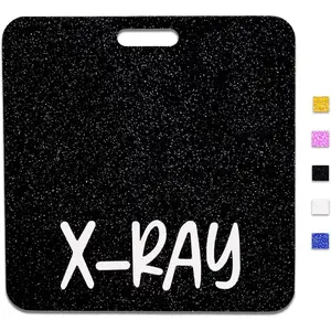 X-Ray Badge Buddy - Radiology Card Black Radiologist Horizontal Glitter Skull Nursing Cards for Badges - Registered Nurse Student Gift Medical ID Card Office Accessories