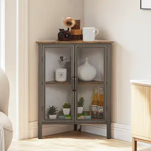 VECELO 3-Tier Corner Cabinet ,Multiple Floor Corner Cabinet Free Standing Storage Shelves Organizer for Small Spaces, Living Room, Bedroom, Kitchen, Balcony
