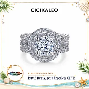 CICIKALEO 1.5CT 81-Facet Cut Moissanite Halo Ring Guard for Women D VVS1 Bridal Set Insert Hypoallergenic Double Band Stackable Enhancer Lab-Created Wedding Engagement Anniversary Gift Fine Jewelry Formerly CICI GEMS #Summervibes