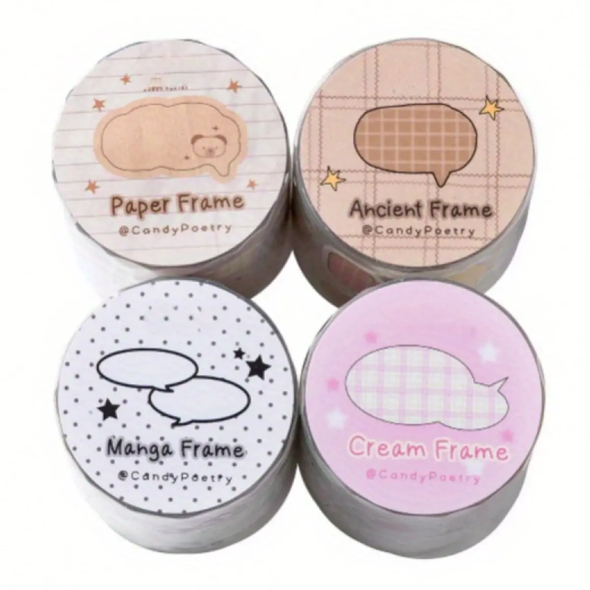 4 rolls of 8m retro comic frame themed washi tape, writable paper tape, dialogue box series DIY journal decorative tape,back to school,back to school haul