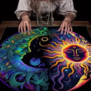 1 piece 2D flat Tarot card tablecloth (only the tablecloth), exquisite pattern divination tablecloth, suitable for meditation, social games, home decoration and outdoor festival activities