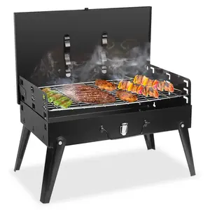 SENLEETO able Charcoal Grill .7xx17.7in Foldable BBQ Suitcase with 3 Adjustable Heights for Outdoor Camping Picnics Garden Grilling Travel Modern Handles Portable Bbqs