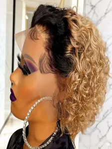 13x1 Pixie Wig Deep Wave Human Hair Wavy Wig Perfect for Daily Wear & Cosplay Accessories