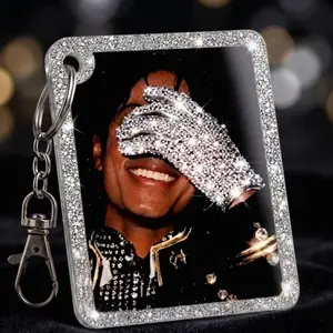 Michael Jackson Keychain, King Of Pop Bag Charm, Vinyl Record Acrylic Keychain, Gift For Fan, Pop Music Keyring, Bad World Tour 1987
