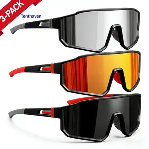 Men's & Women's Style 3-Pack Polarized UV400 Athletic Cycling Sunglasses - Men's Accessories, Ergonomic Anti-Slip, Visibility Enhancement, Race Cycling Glasses for Running, Driving, Outdoor Activities