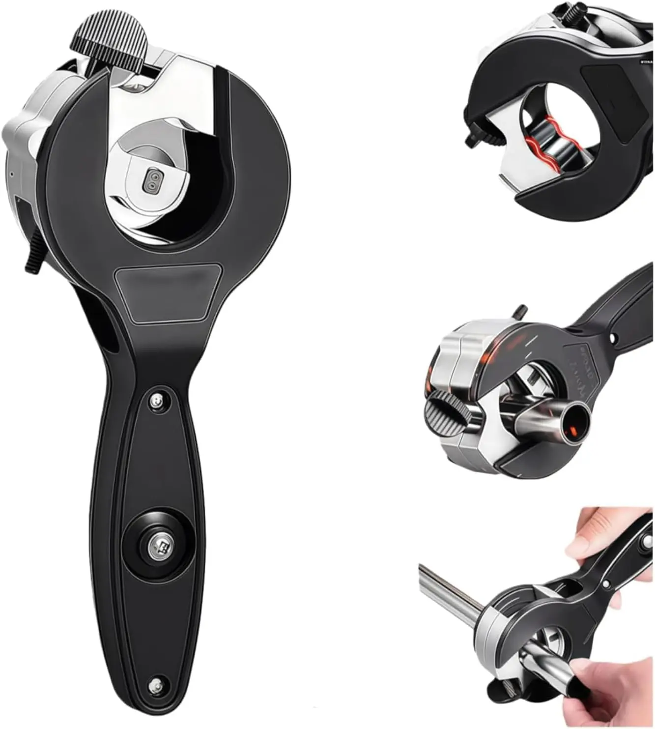 Ratcheting Pipe Cutter,2 in 1 Close Quarters Tube Compact Cutter,Large Bearing Type Pipe Ratchet Cutter, Ratcheting Pvc Cutter For Cutting 5/16" to 1-1/8" Copper, Pvc, Soft Metals,Black，3 original cutting blades included