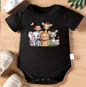 Cute Safari Animals Baby Bodysuit, Jungle Friends Baby Onesie, Elephant Lion Zebra Giraffe Infant Romper, Gender Neutral Newborn Outfit, Baby Shower Gift, Animal Lover Baby Clothes