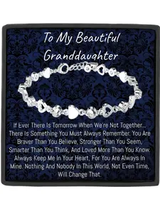 To My Beautiful Granddaughter Bracelet with Card and Gift Box Packaging, Perfect Birthday and Christmas Gift