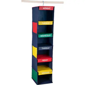 Daily Activity Kids Closet Organizer, 11" X 11" X 48", Prepare & Organize a Week's Worth of Your Children's Clothing, Shoes and After School Activities, Hangs Directly on The Closet Rod