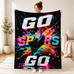 Go Spurs Go Basketball Season Game Day Basketball Fan,Stylish flannel blanket, perfect for basketbal，Stylish blanket, basketball season game day fan flannel blanket, comfortable and soft, suitable for sofas, beds, offices,