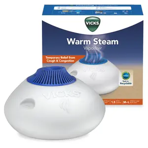 Vicks Warm Steam Vaporizer Humidifier with Night Light, 1.5 gal, 600 Sq. ft, White, V150SGNLUPCV2