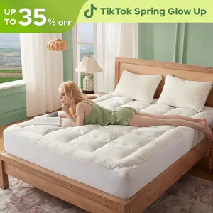 【BEDLORE】Bamboo Mattress Topper, Thick Pillow Top Mattress Pad with Stretchable Deep Pockets (Fits 6–18 Inch Mattresses), Soft & Breathable, Ideal for Bedroom & Home Use