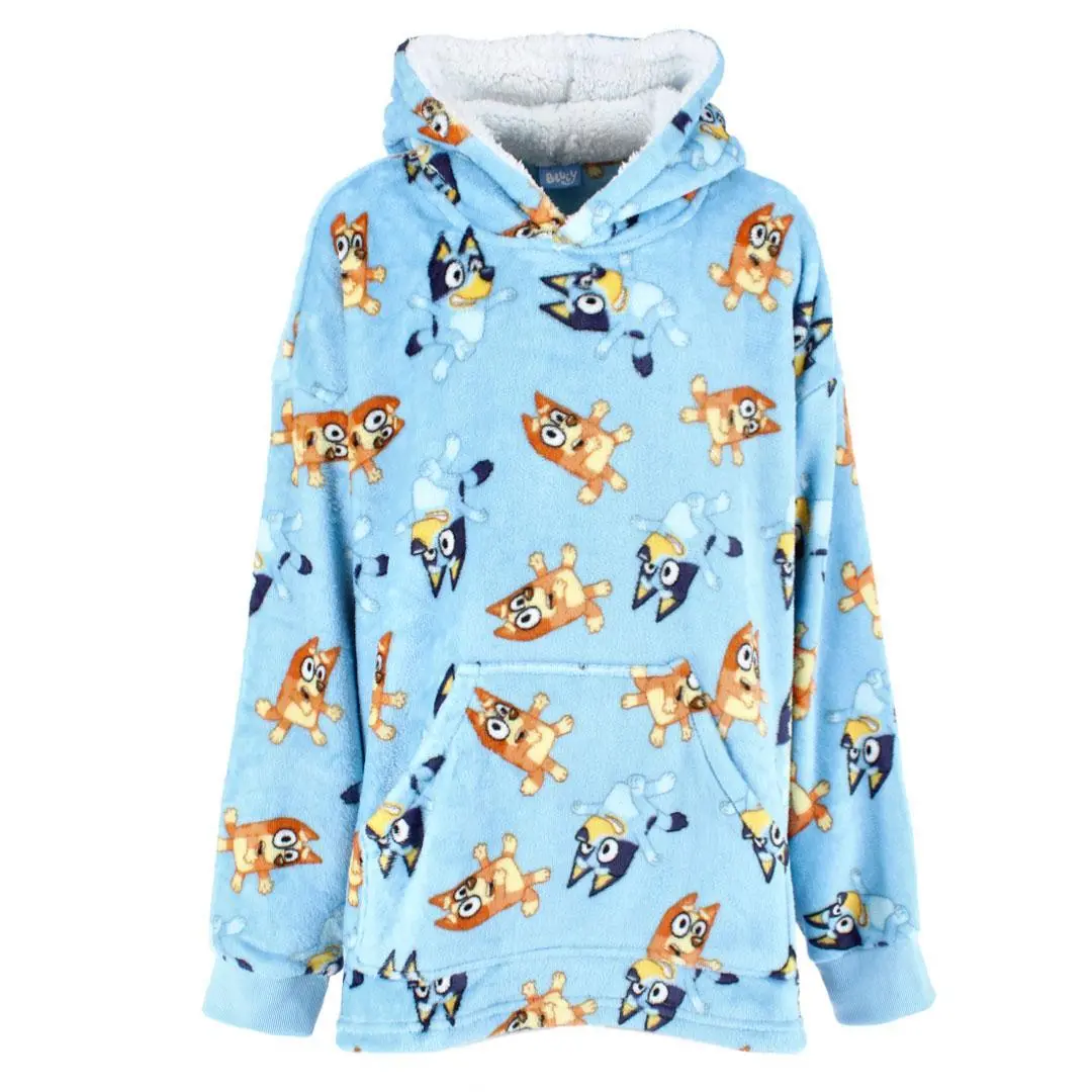 Textiel Trade Kid's Bluey and Bingo Plush Hoodie Blanket, Sweatshirts, Cartoon, Cozy